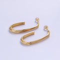 Gold, Silver 40mm Triple Band J-Shaped Geometric Hoop Earrings | AB627 AB628