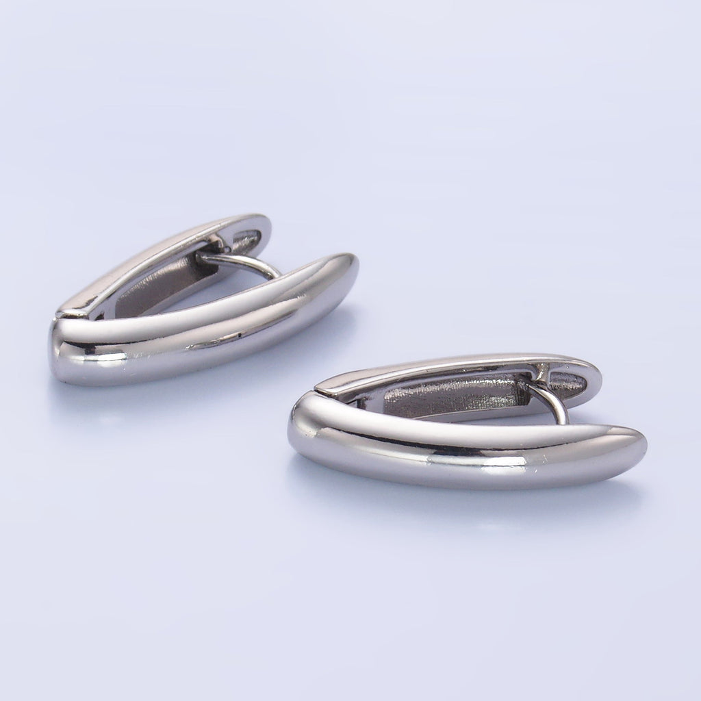 24K Gold plated Minimalist V-Shaped Hoop Earrings in Gold & Silver | AB681 AB682