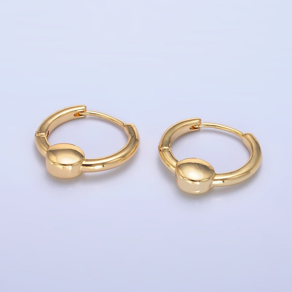 24K Gold plated 18mm Round Minimalist Huggie Earrings | AB684