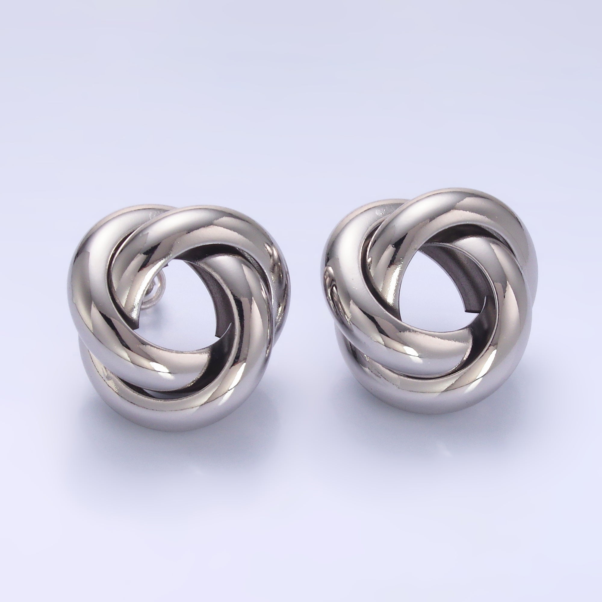 24K Gold plated Geometric Circular Knot Stud Earrings in Gold & Silver | AB699 AB700
