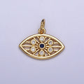 Gold, Silver Blue-Eyed Round CZ Evil Eye Add-On Protection Charm | AC1015 AC1016