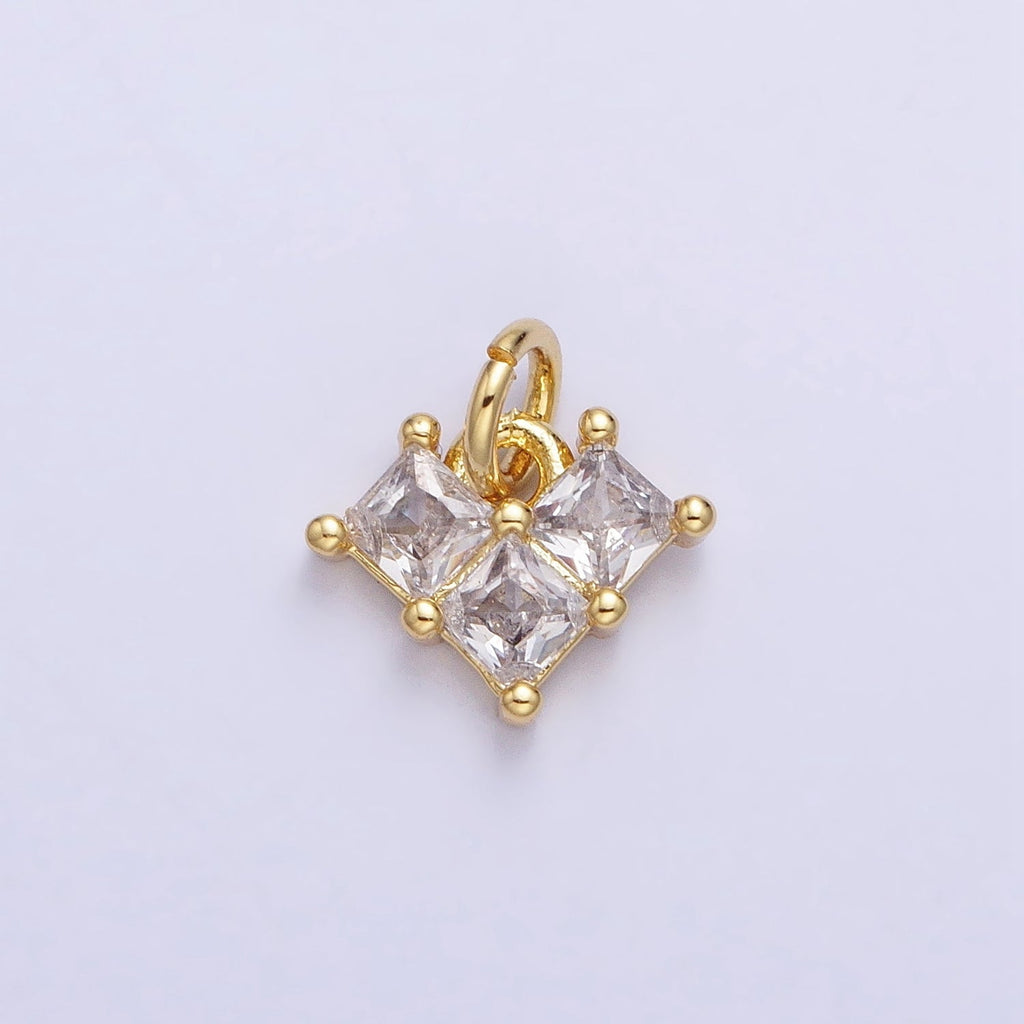 24K Gold plated Clear, Pink Heart CZ Cubic Zirconia Add-On Charm | AC452 AC453