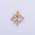 24K Gold plated Clear, Pink Heart CZ Cubic Zirconia Add-On Charm | AC452 AC453