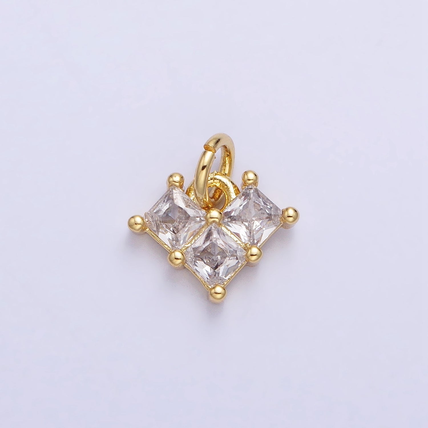 24K Gold plated Clear, Pink Heart CZ Cubic Zirconia Add-On Charm | AC452 AC453