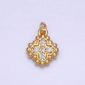 Gold, Silver Beaded Clear Micro Paved Clover Quatrefoil Add-On Charm | AC604 AC621