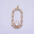 16K Gold plated Open Oblong Clear CZ Baguette Round CZ Charm in Gold & Silver | AC970 AC971