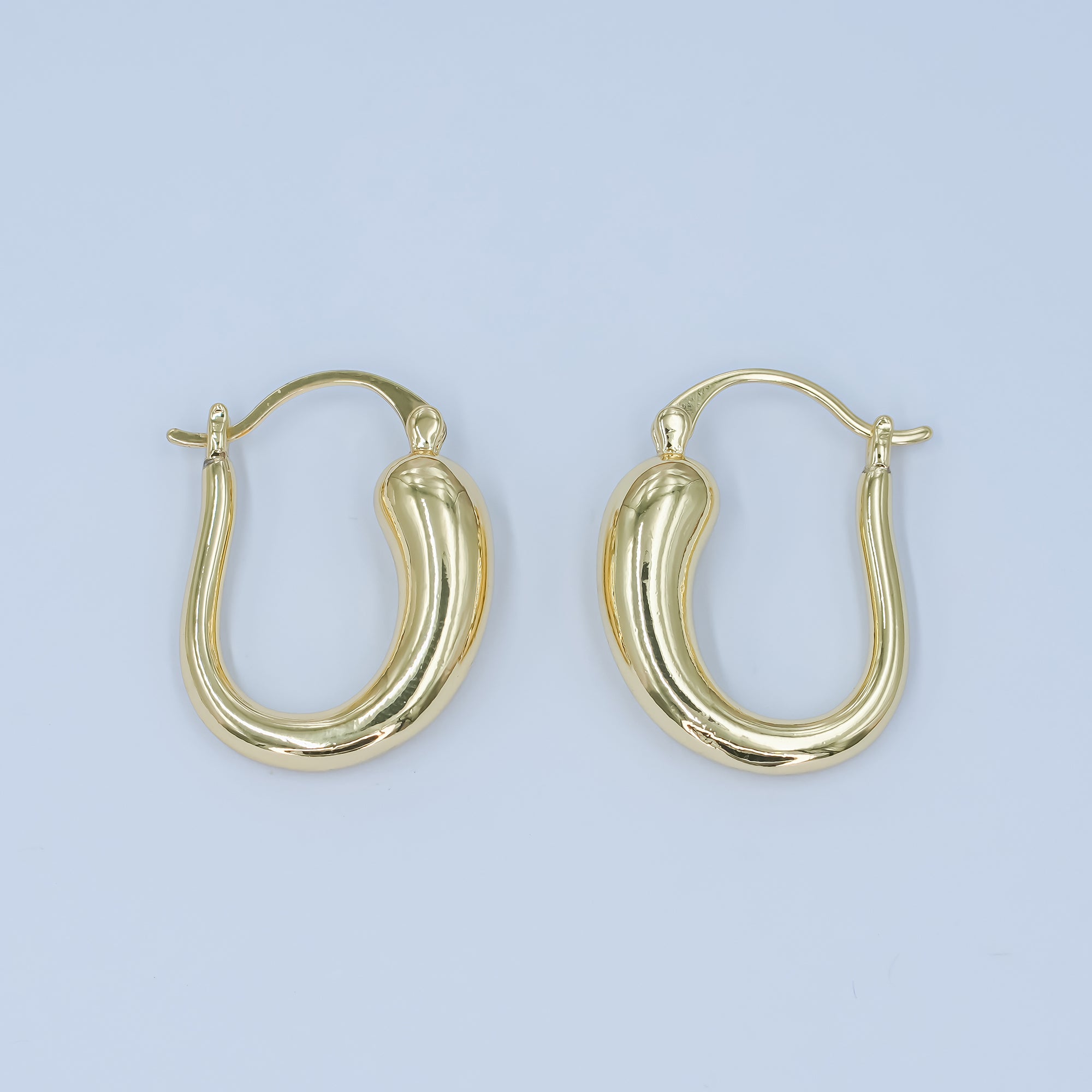 24K Gold plated Molten U-Shaped Latch Hoop Earrings | AD1207