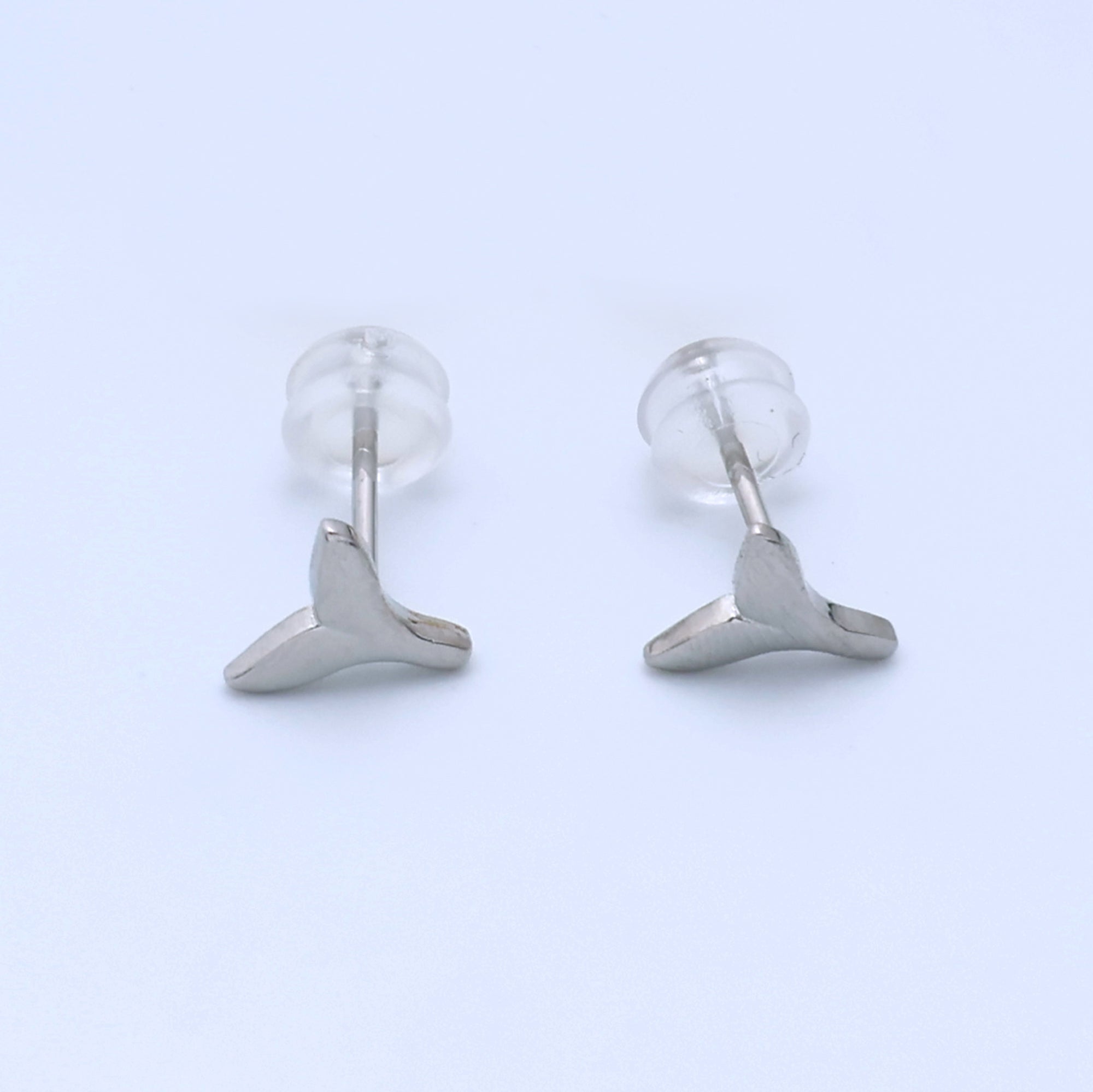 14K Gold plated 7mm Whale Tail Minimalist Mini Stud Earrings in Gold & Silver | Q290 AD162