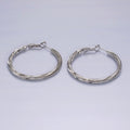 14K Gold plated 40mm Textured Spiral Hinge Hoop Earrings in Gold & Silver | AE299 AE300