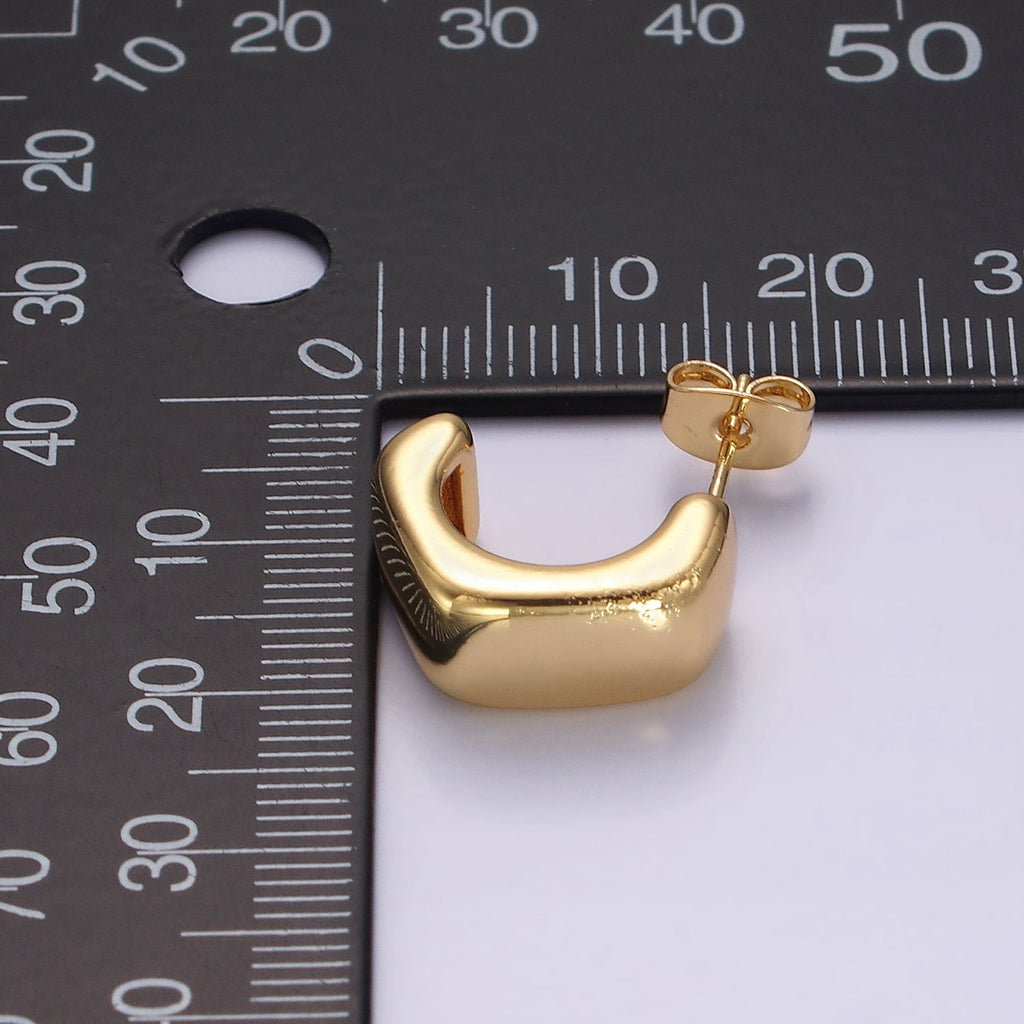 14K Gold plated 15mm Hexagonal Minimalist C-Shaped Hoop Earrings | AE950 - DLUXCA