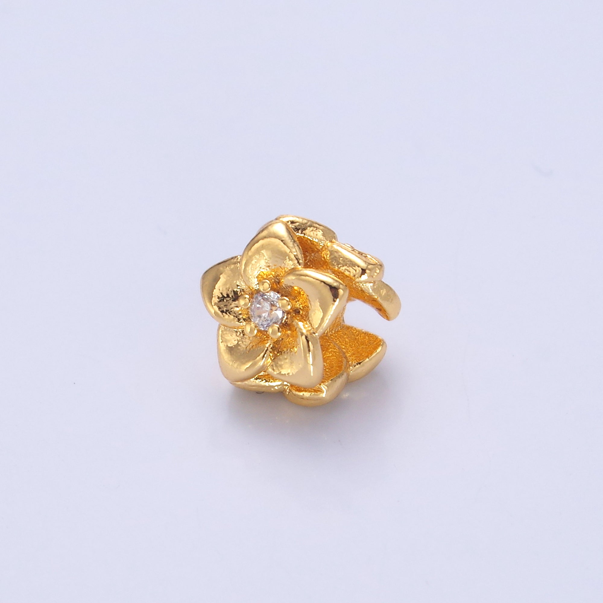 24K Gold plated CZ Daffodil Flower Bead in Gold & Silver | B242