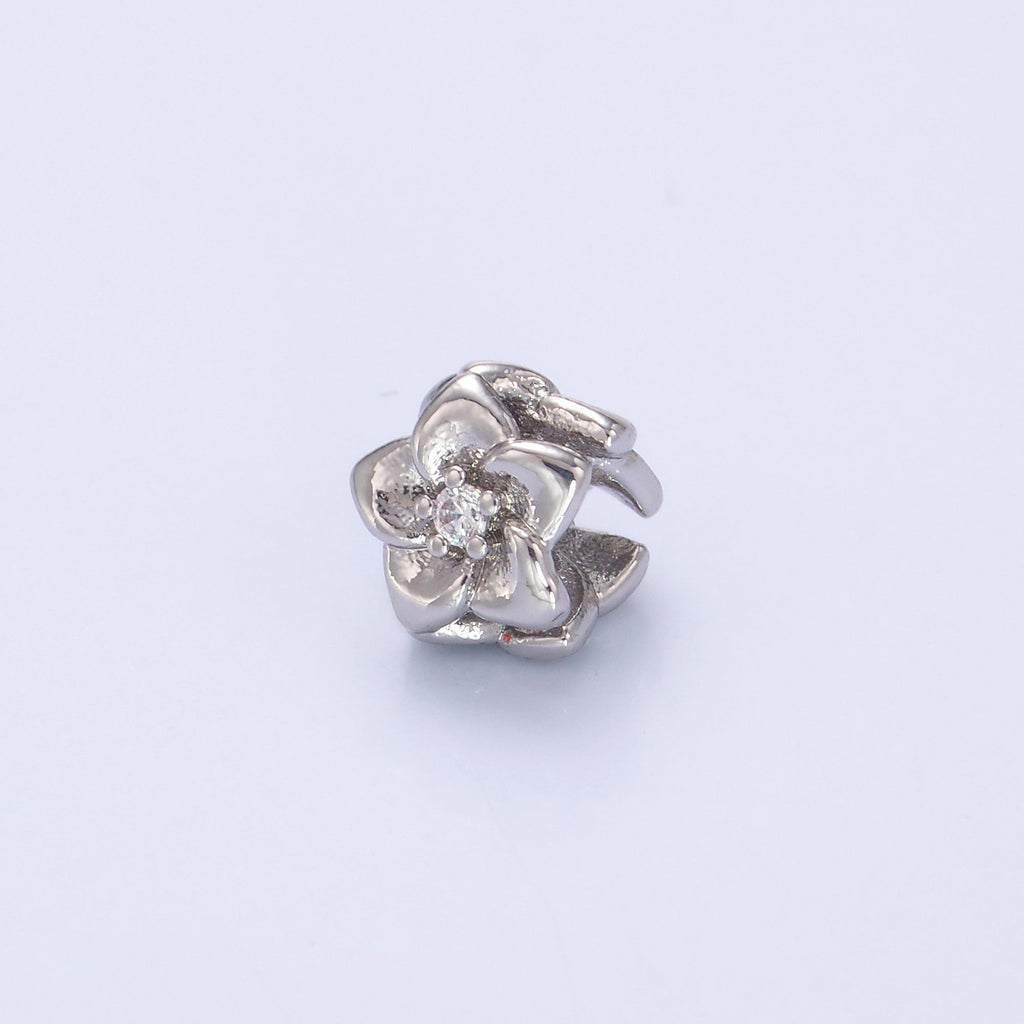 24K Gold plated CZ Daffodil Flower Bead in Gold & Silver | B242