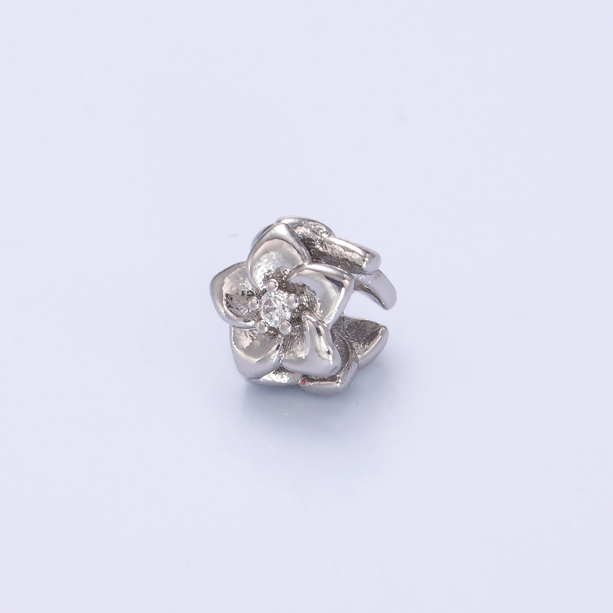24K Gold plated CZ Daffodil Flower Bead in Gold & Silver | B242