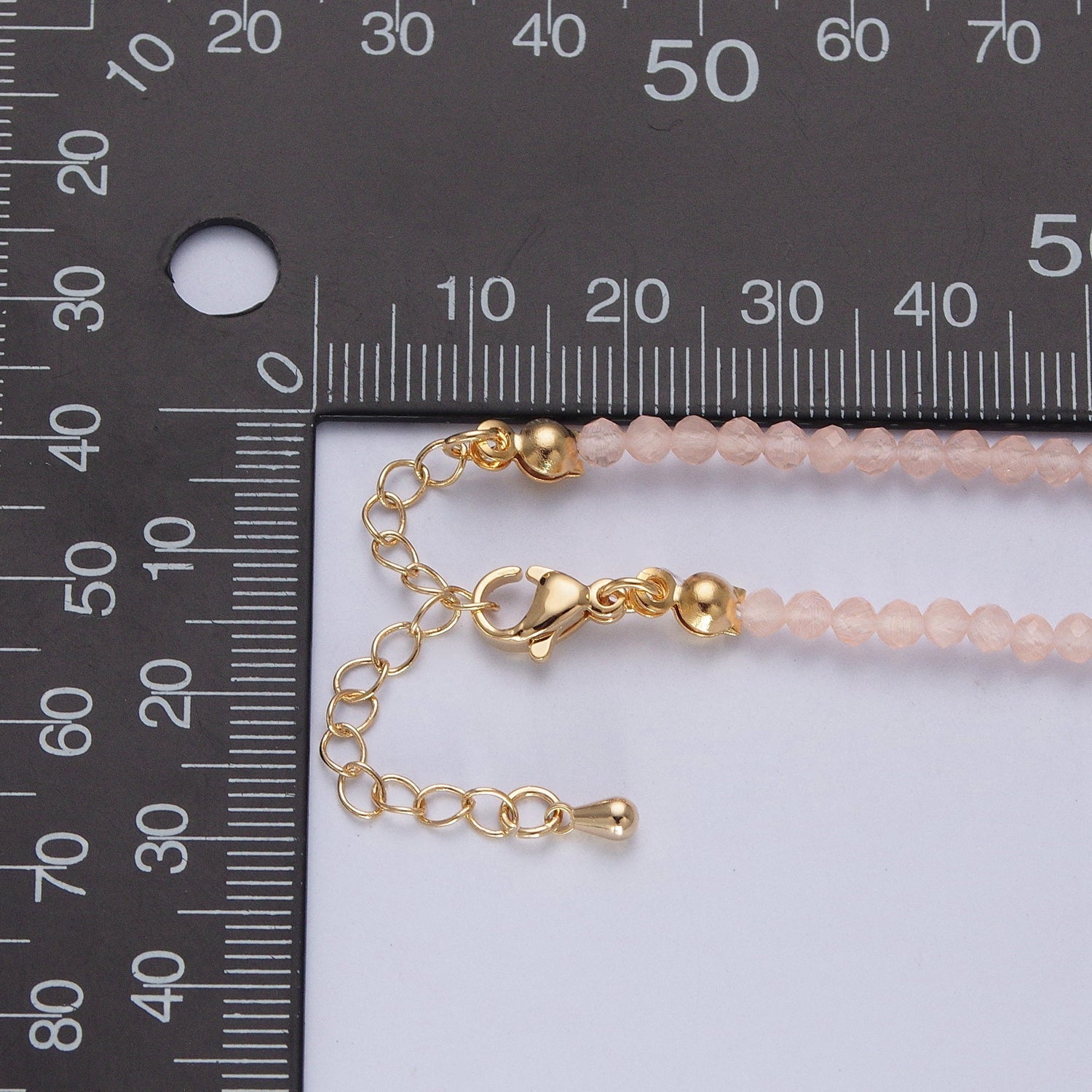 24K Gold plated 3mm Round Gemstone 15 Inch Necklace | WA-3074