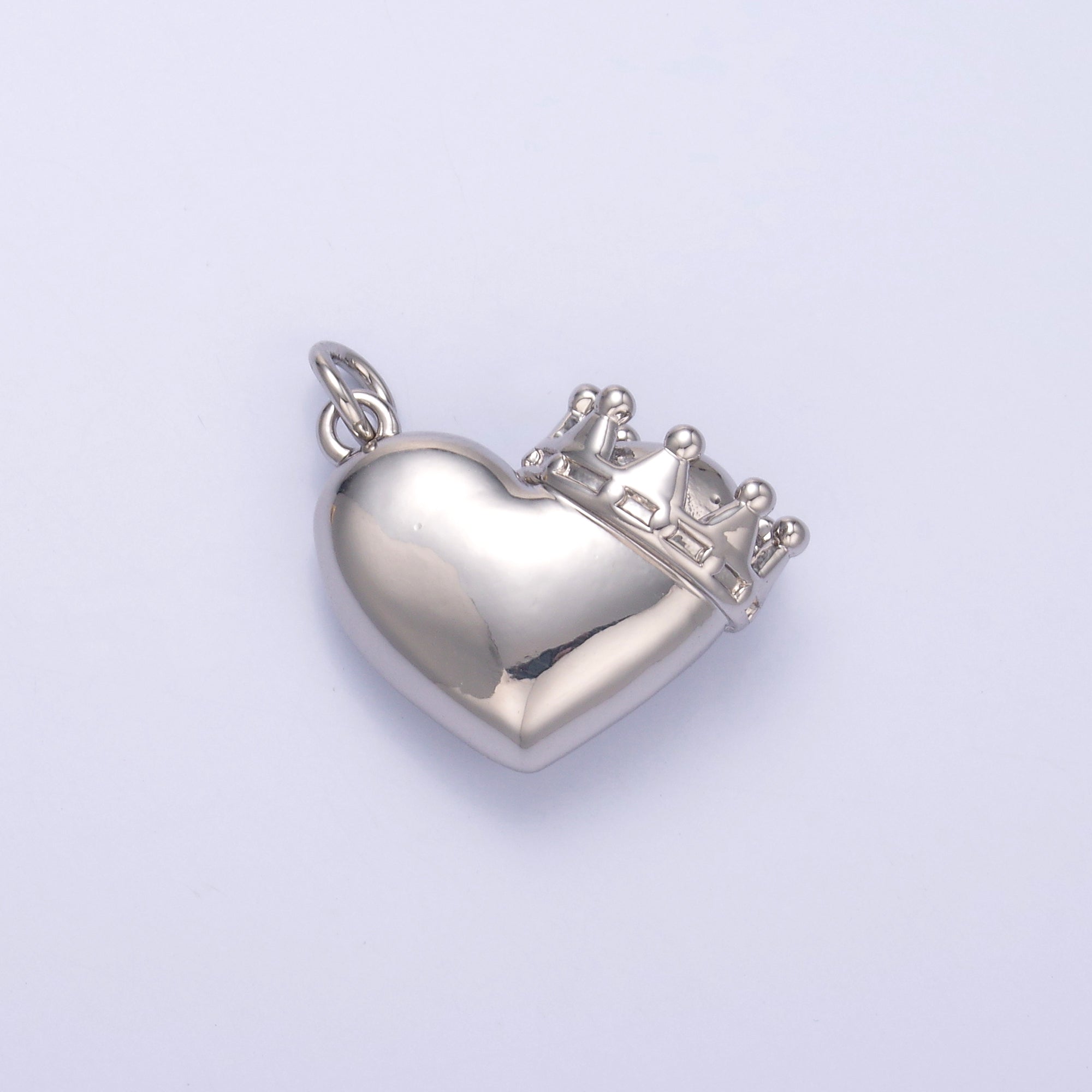 24K Gold plated Chubby Heart Crown Charm in Gold & Silver | C038