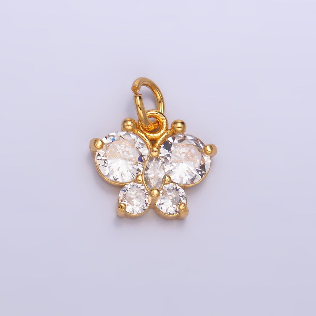 24K Gold plated Pink, Multicolor, Red CZ Butterfly Charm in Gold & Silver | M806 M807