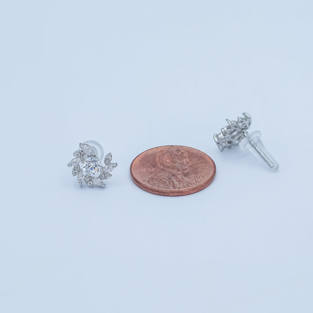 24K Gold Plated Marquise Micro Paved CZ Spiral Stud Earrings Set in Gold & Silver | AB488 AB549