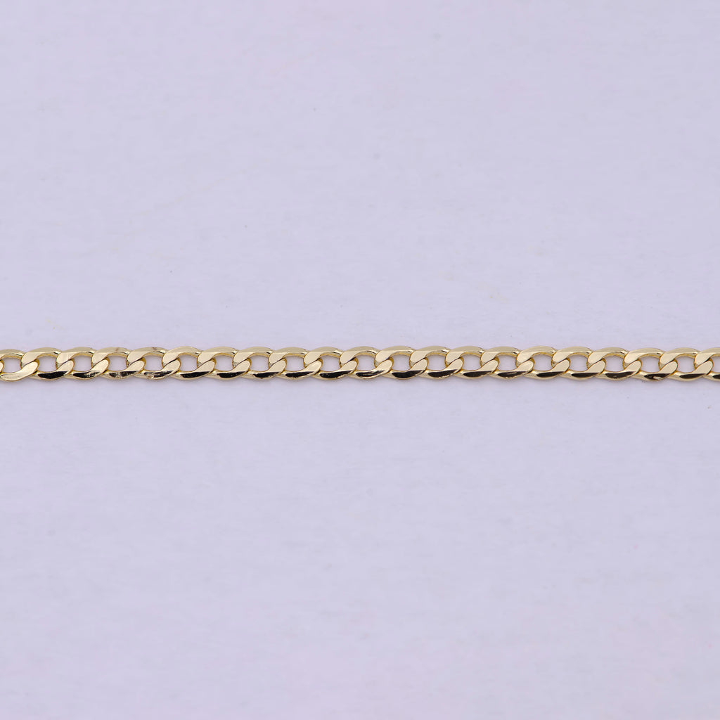 17.5 Inch Curb Finished Chain, Dainty 2mm 14K Gold plated Necklace with Lobster Clasps | WA-623