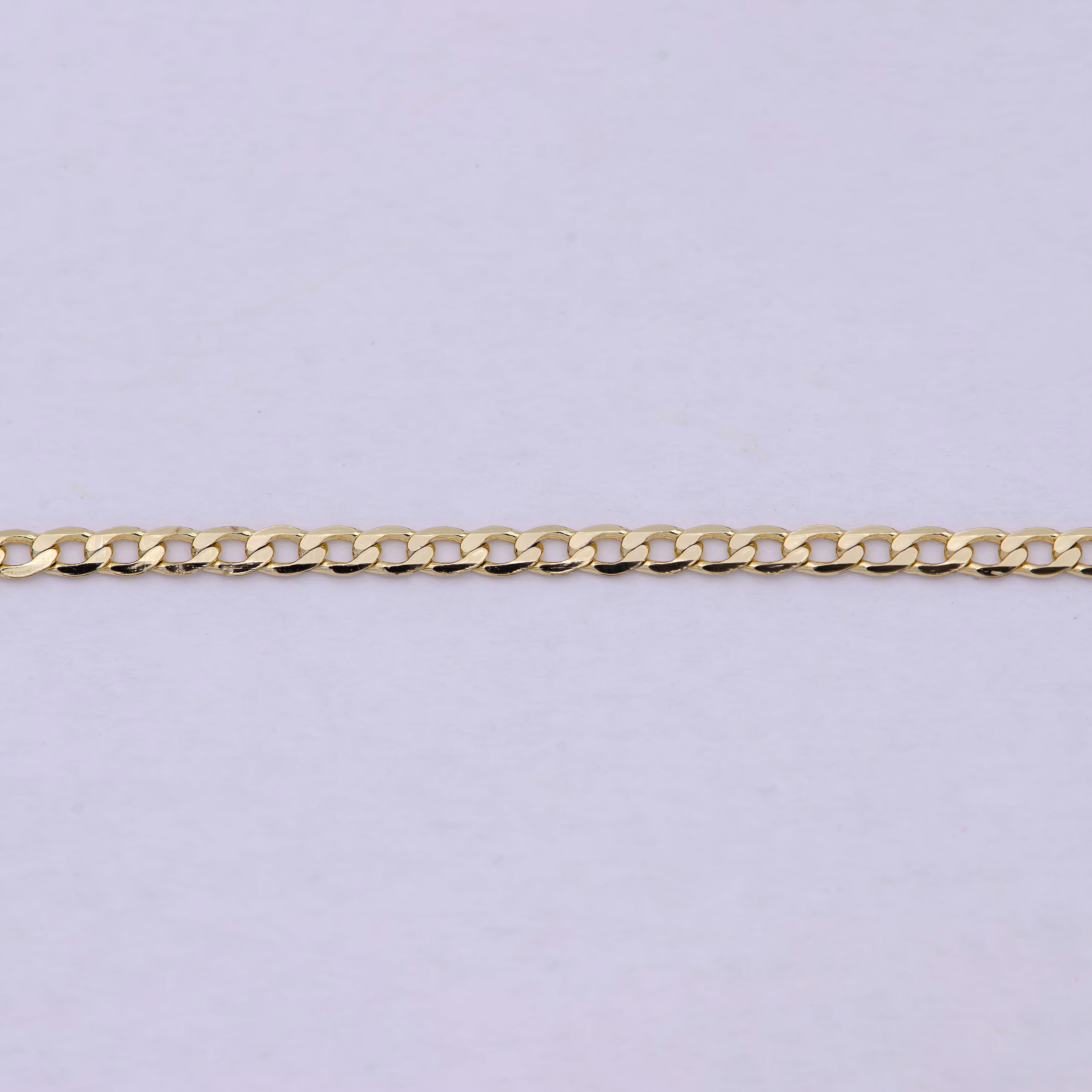 17.5 Inch Curb Finished Chain, Dainty 2mm 14K Gold plated Necklace with Lobster Clasps | WA-623