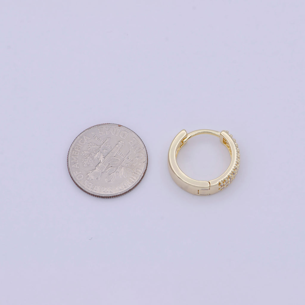 Gold Huggie Hoop Earrings Cubic Zirconia Everyday Jewelry Wholesale Fashion Jewelry T-340 - DLUXCA