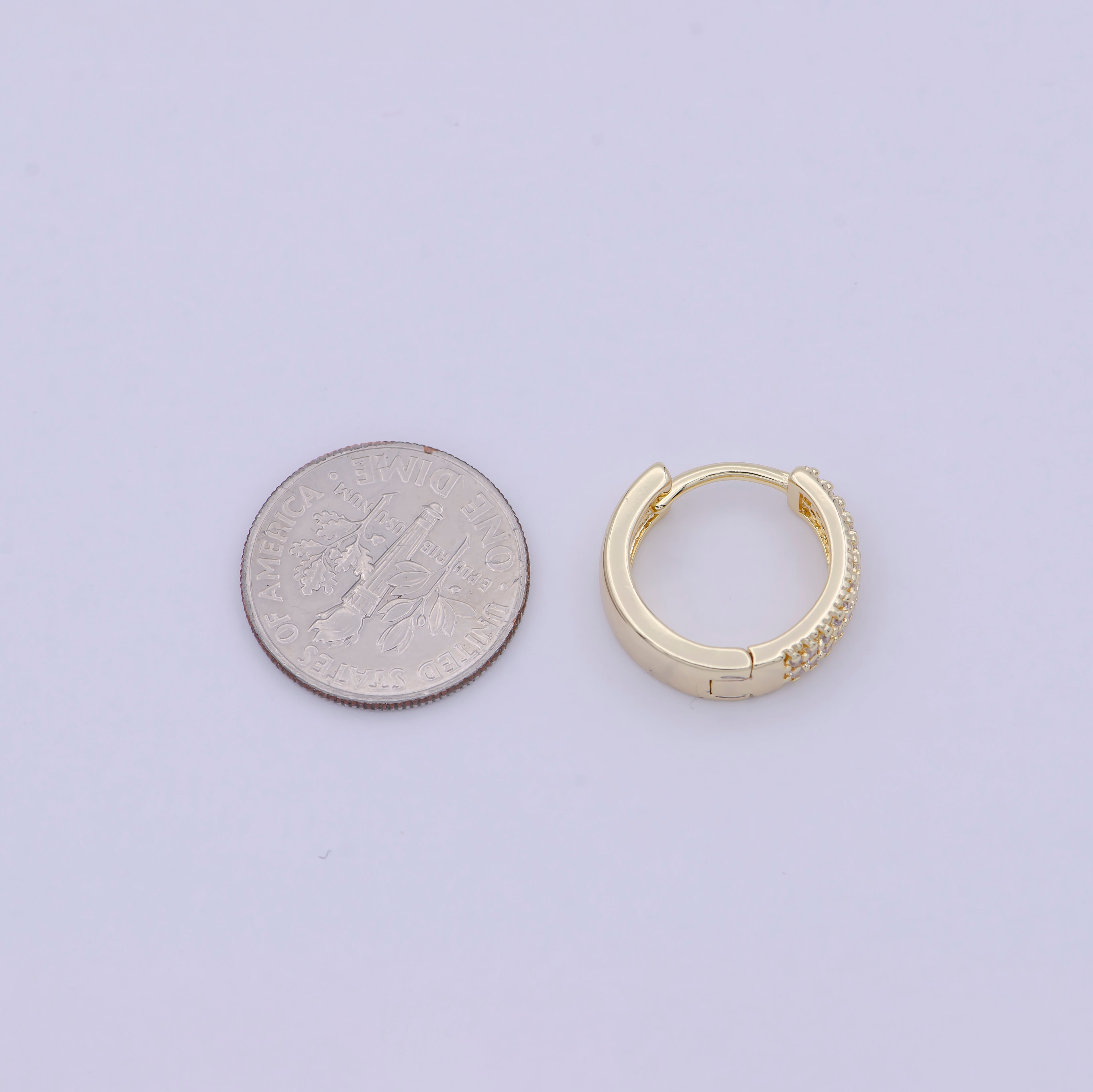 Gold Huggie Hoop Earrings Cubic Zirconia Everyday Jewelry Wholesale Fashion Jewelry T-340 - DLUXCA