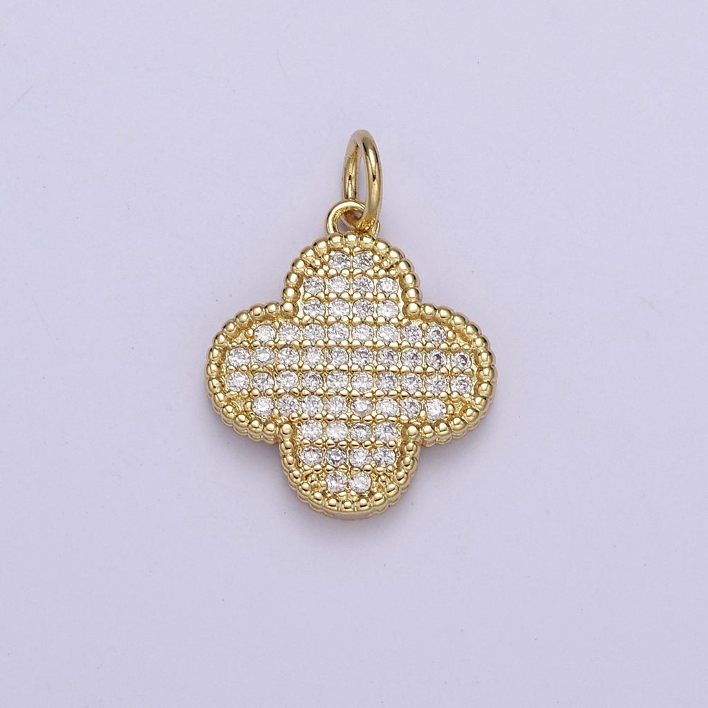 Dainty Gold clover charm, Silver clover pendants Lucky gold Pendant 14k Gold plated Charm E-708 E-709