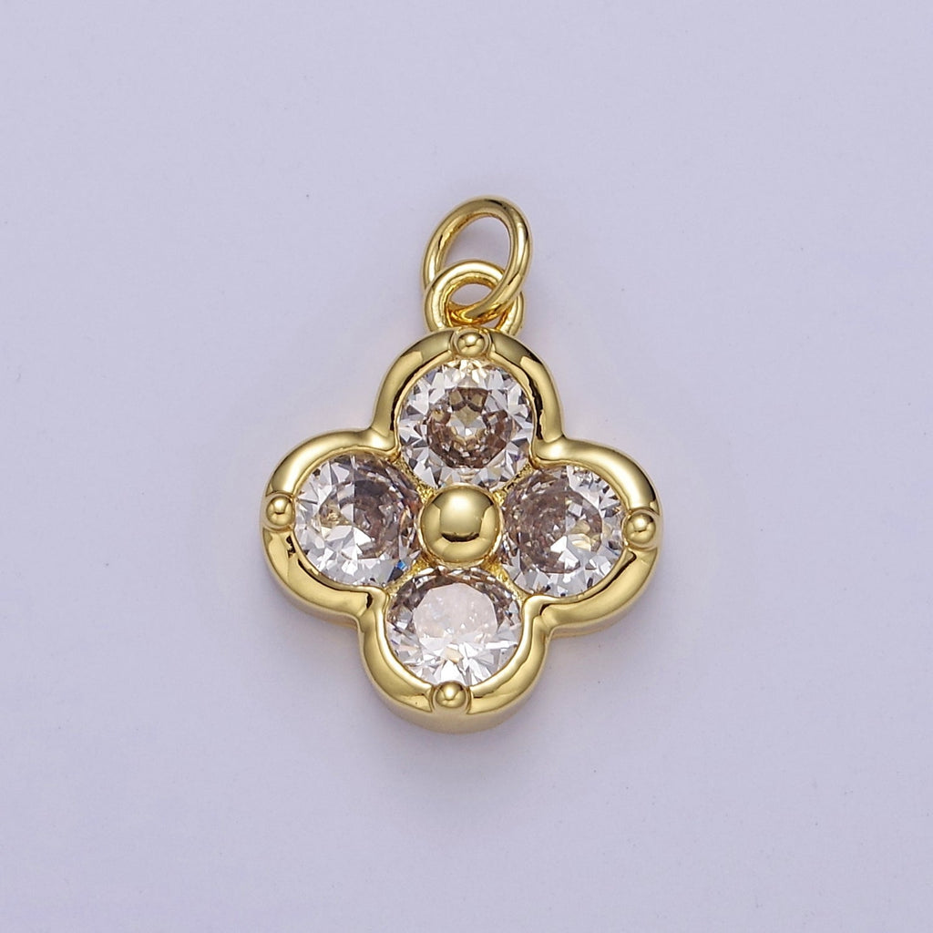 Mini Clover Charm Clear Pink Green CZ Lucky Charm E-768 E-769 E-770 - DLUXCA