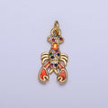 Multicolor Micro Pave Cubic Zirconia Orange Red Lobster Ocean Wildlife Gold Charm For Jewelry Making | G211 - DLUXCA