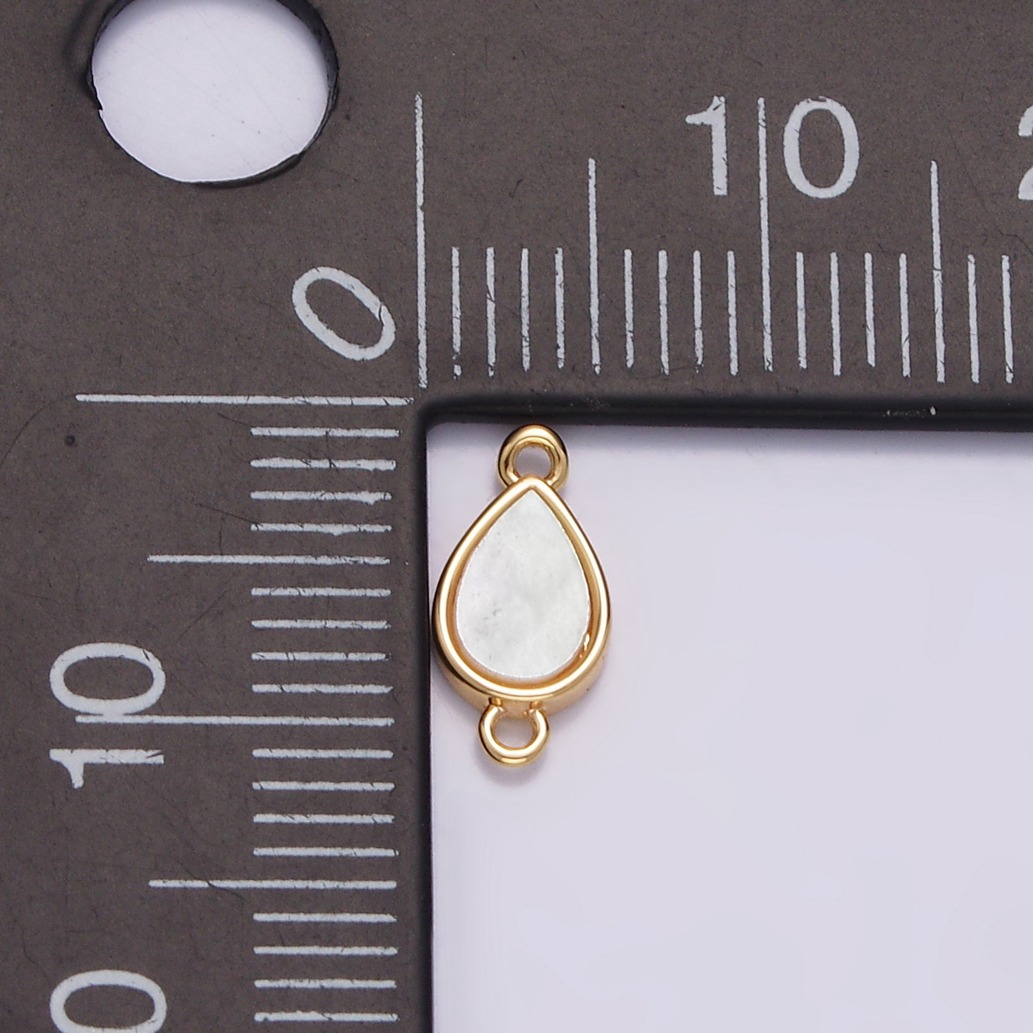 16K Gold plated 10.5mm Sideway Teardrop Shell Pearl Minimalist Bezel Connector | G695 - DLUXCA