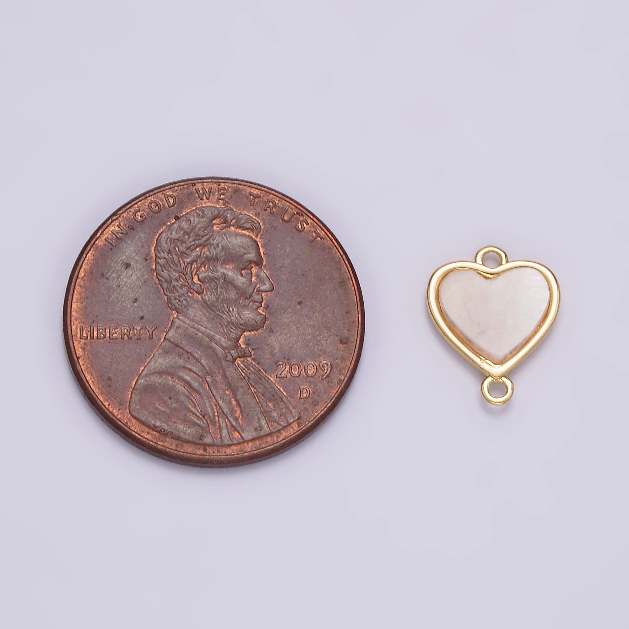 16K Gold plated 10.5mm Sideway Heart Shell Pearl Minimalist Bezel Connector | G702 - DLUXCA