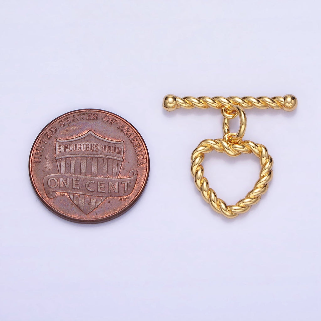 14K Gold plated 20mm Heart Croissant Toggle Clasps Closure Findings | Z778