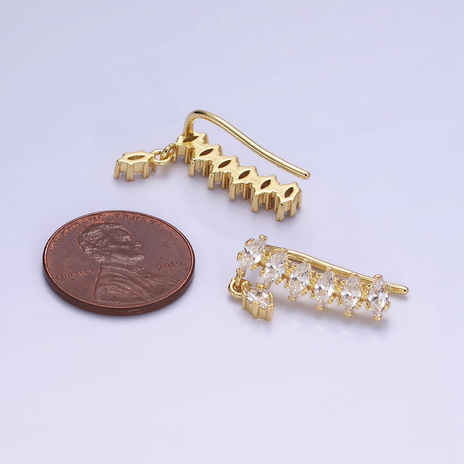 ALI sent sample - 14K Gold plated Cz Marquise Earring Hooks Set 1 pair | AE-482