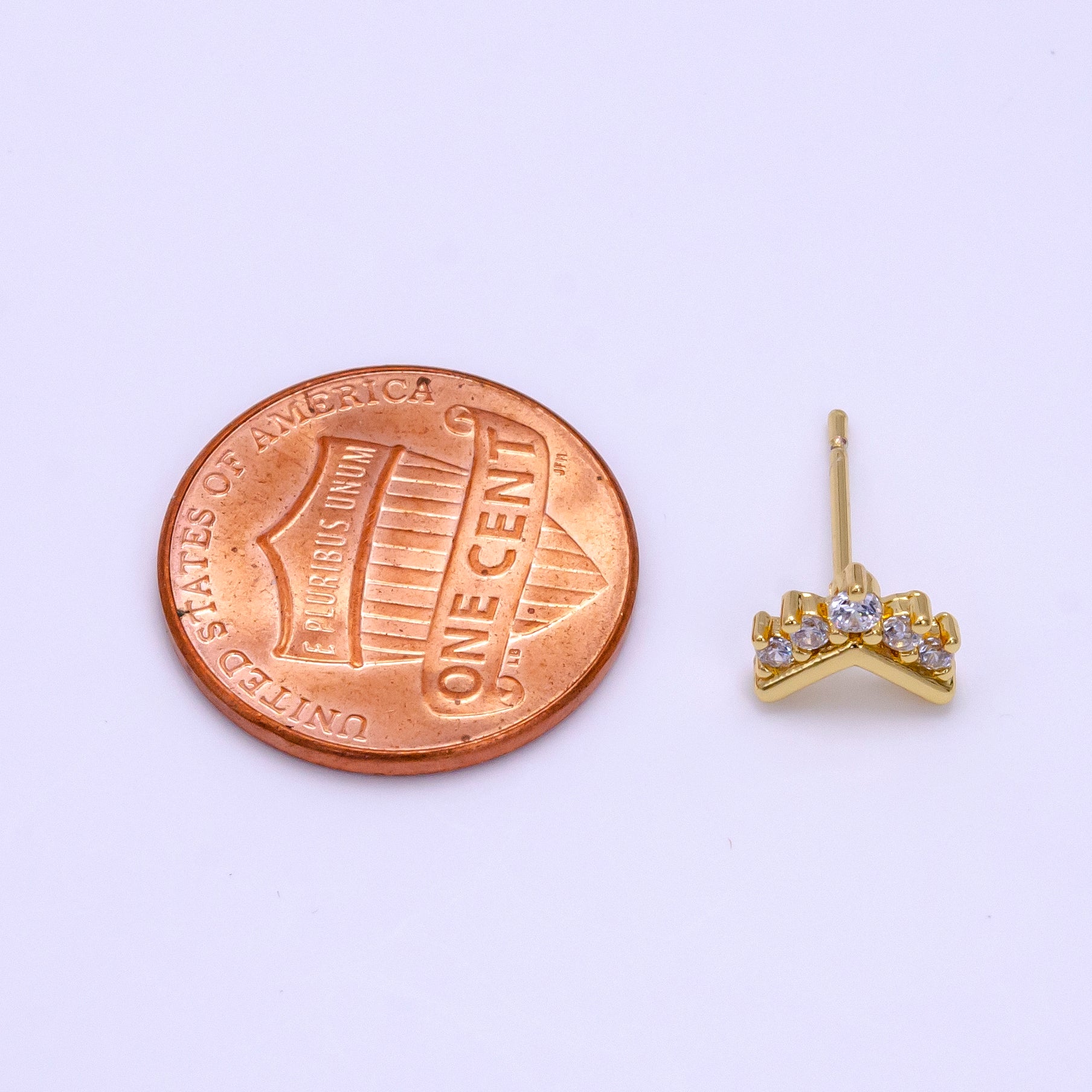 16K Gold plated 6mm Clear CZ Geometric Arrow Stud Earrings | Clearance
