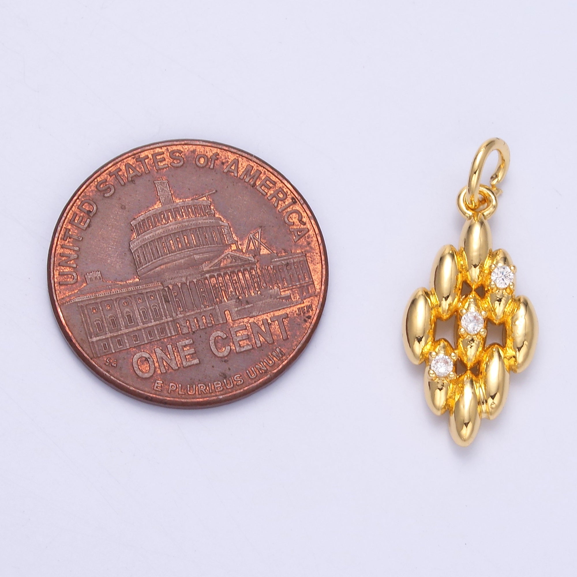 24K Gold plated Geometric Sphere Quilted Charm in Gold & Silver | N005