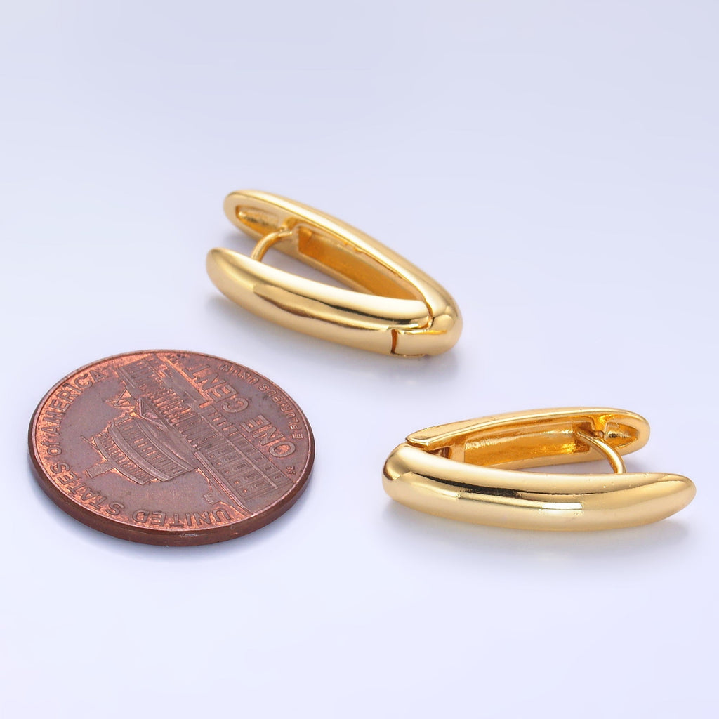 24K Gold plated Minimalist V-Shaped Hoop Earrings in Gold & Silver | AB681 AB682