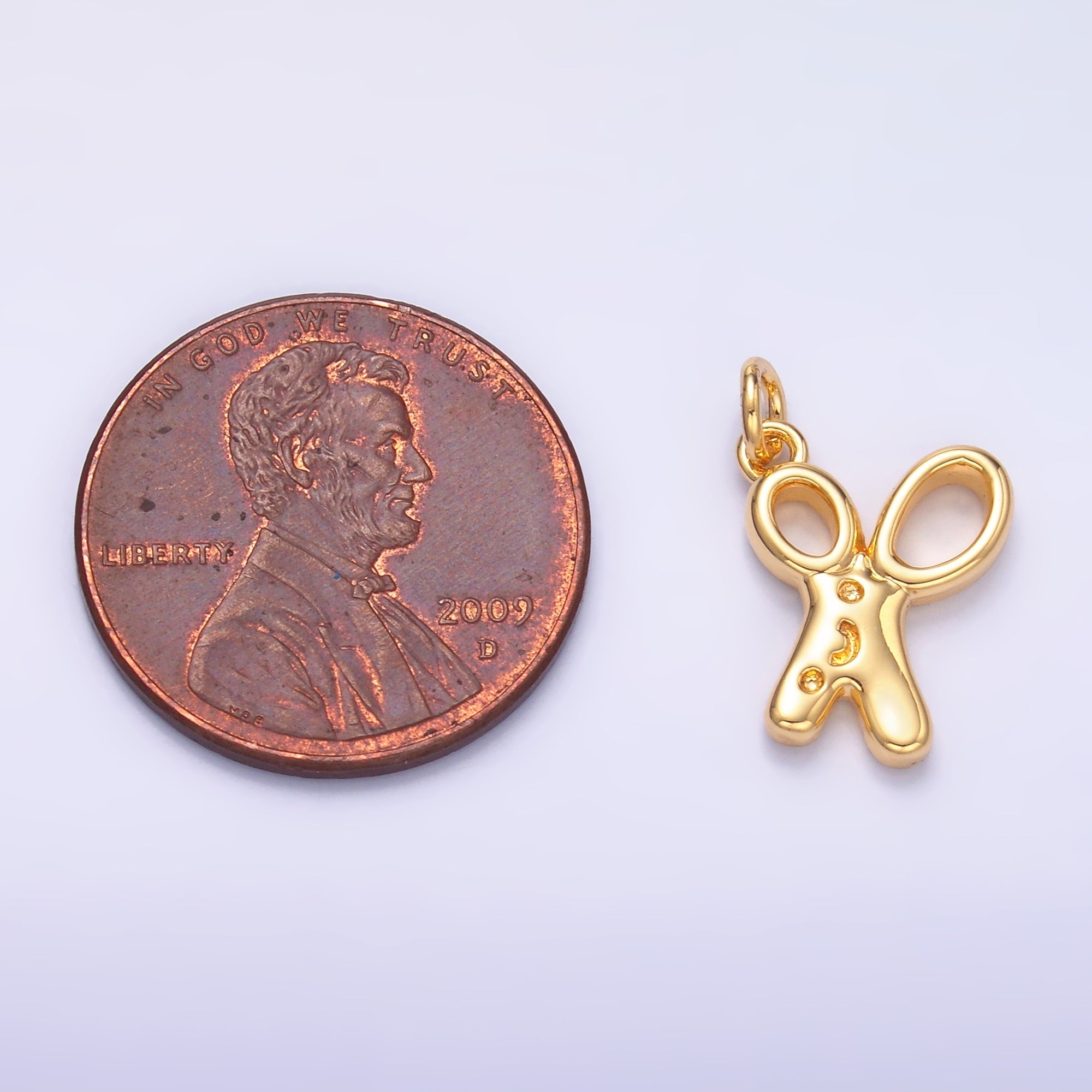 24K Gold plated Smiley Face Scissor Mini Charm in Gold & Silver | M707