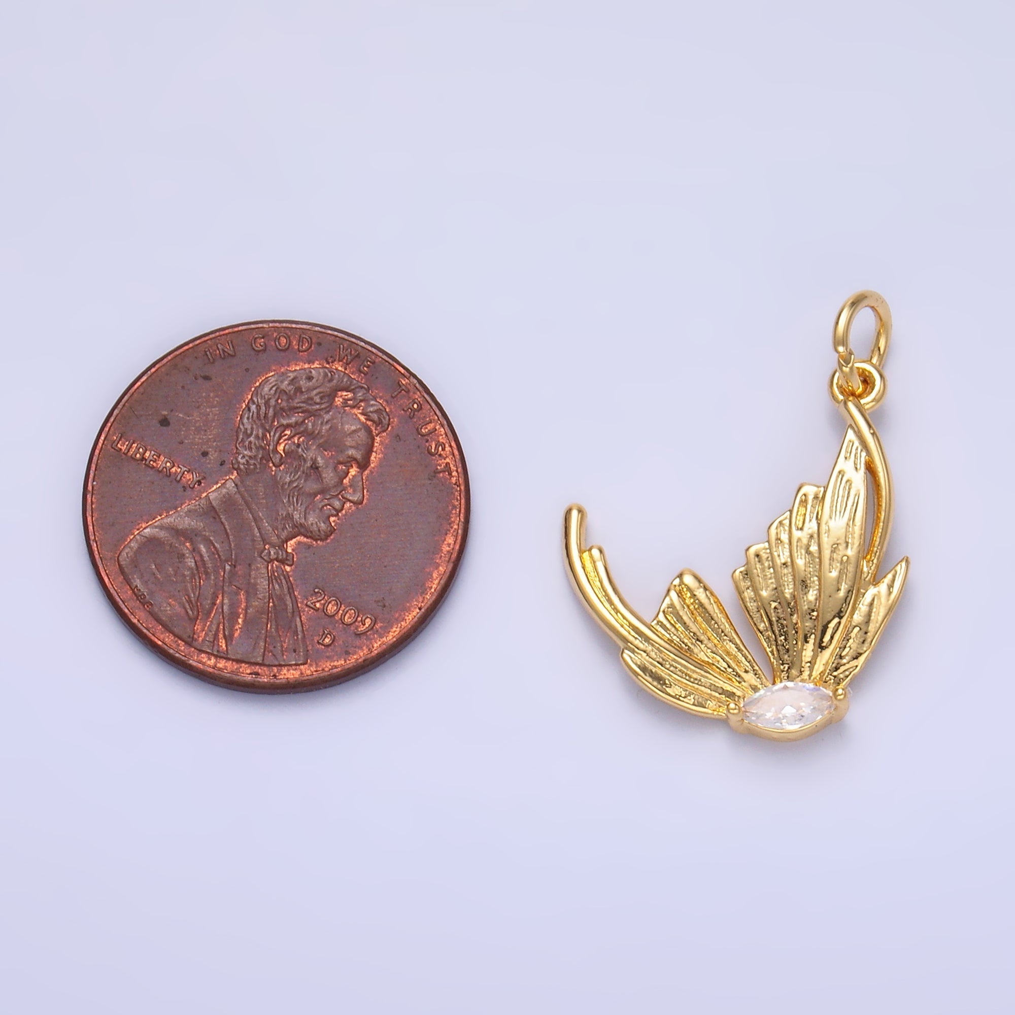 Cubic Butterfly Charm 24K Gold plated Flower Pendant Floral M263