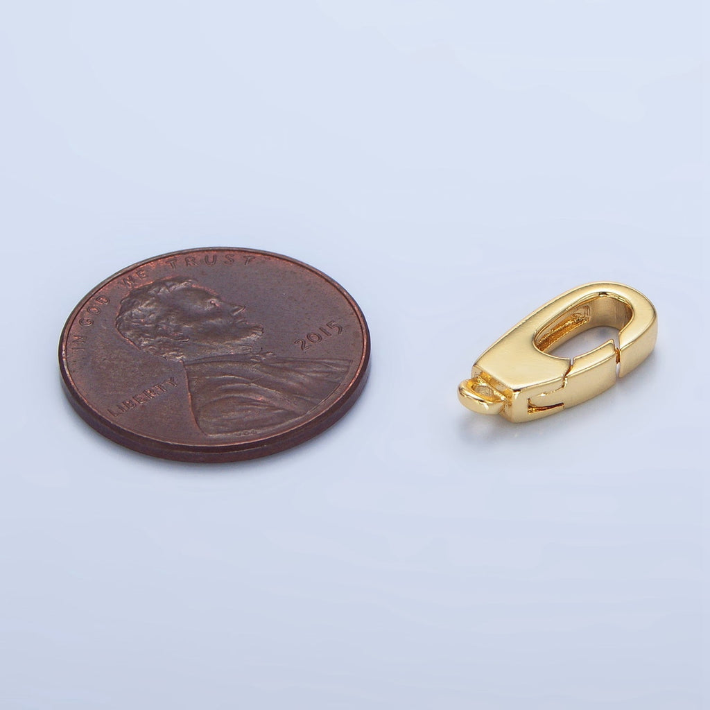 24K Gold plated 15mm Triggerless Push Rectangle Lobster Clasps Closure Findings in Gold & Silver | Z960