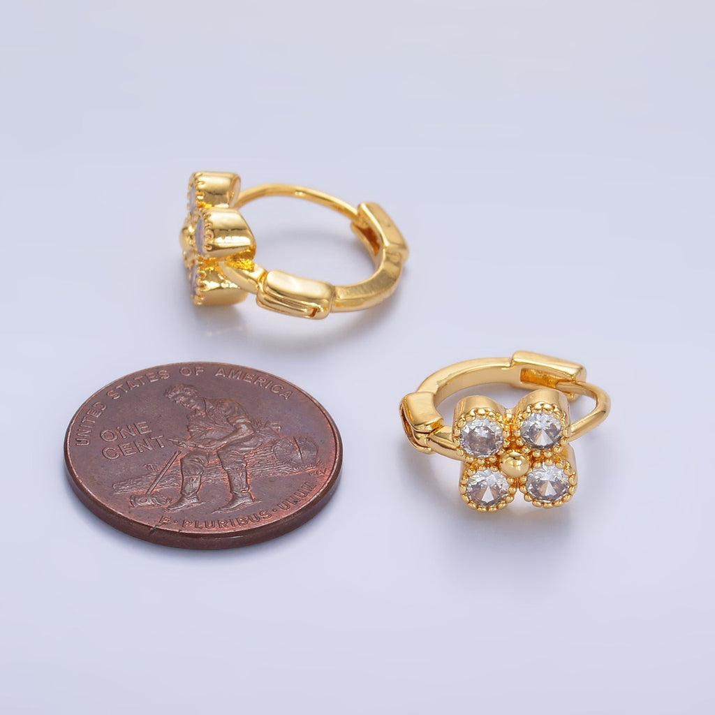 Mini Cubic Flower CZ Huggie Earring | AB-702