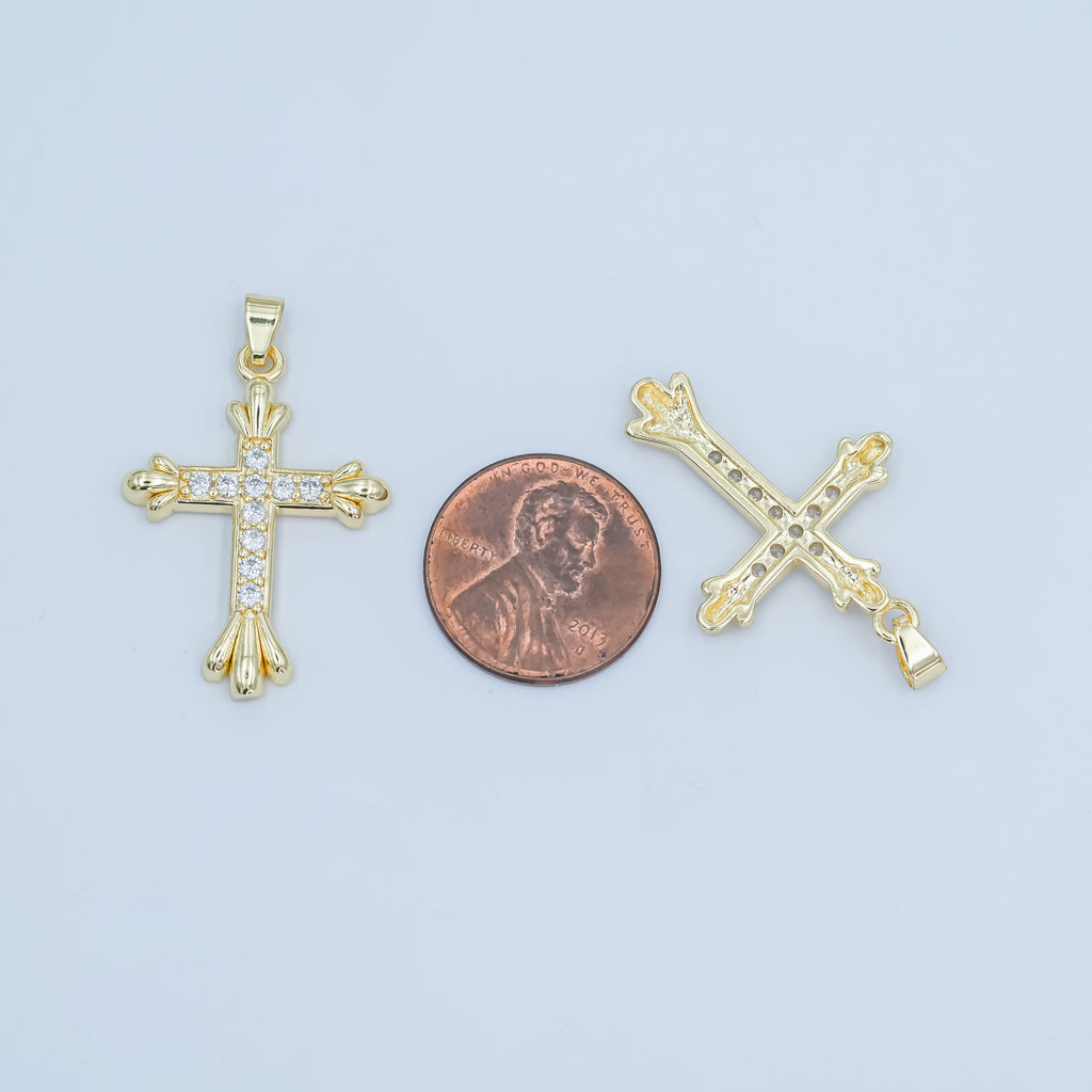 24K Gold plated Micro Paved CZ Passion Cross Pendant | AA1504