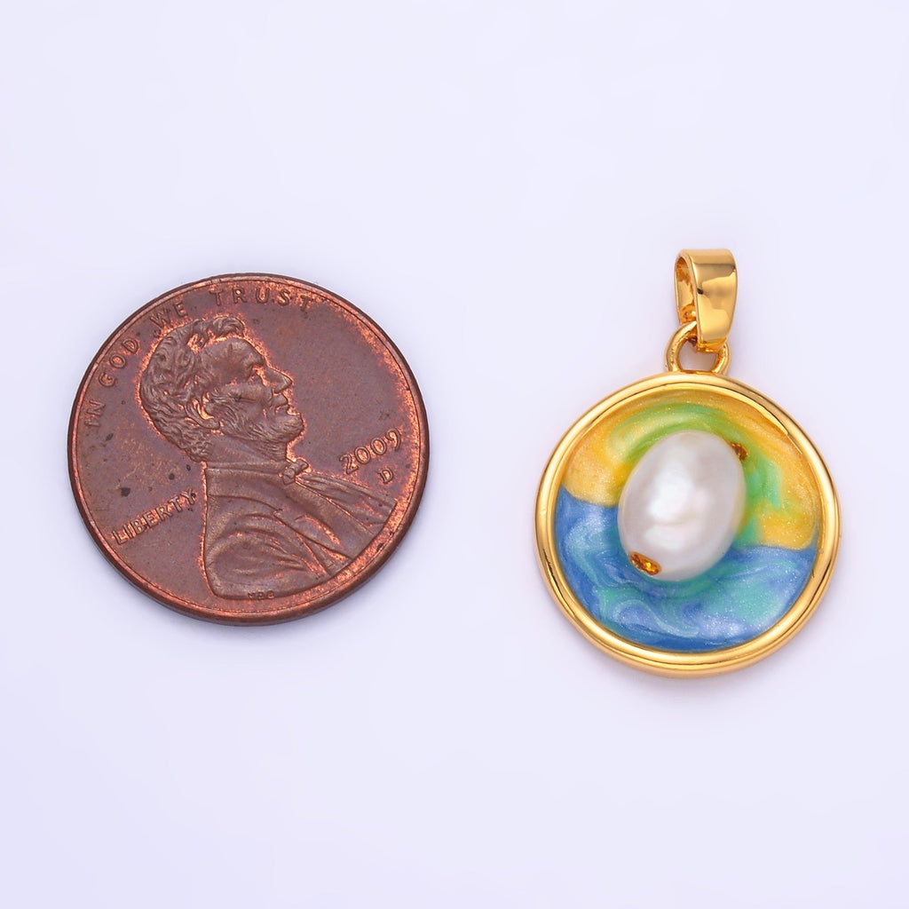 24K Gold plated Sunrise Freshwater Pearl Pendant | AA1460
