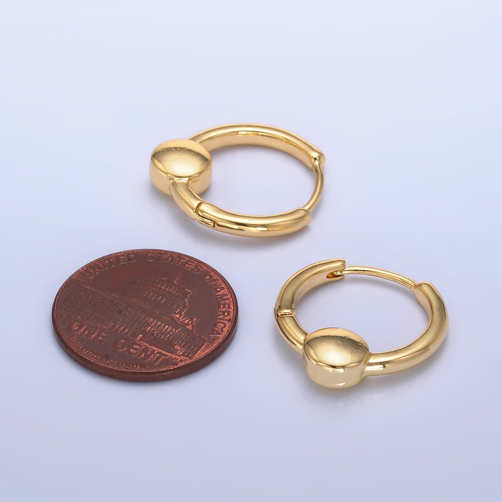 24K Gold plated 18mm Round Minimalist Huggie Earrings | AB684