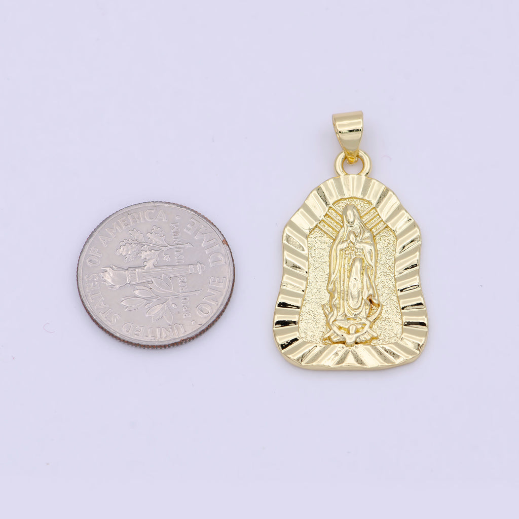 Dainty Gold Lady Guadalupe Charm Virgin Mary Pendant N-624 - DLUXCA