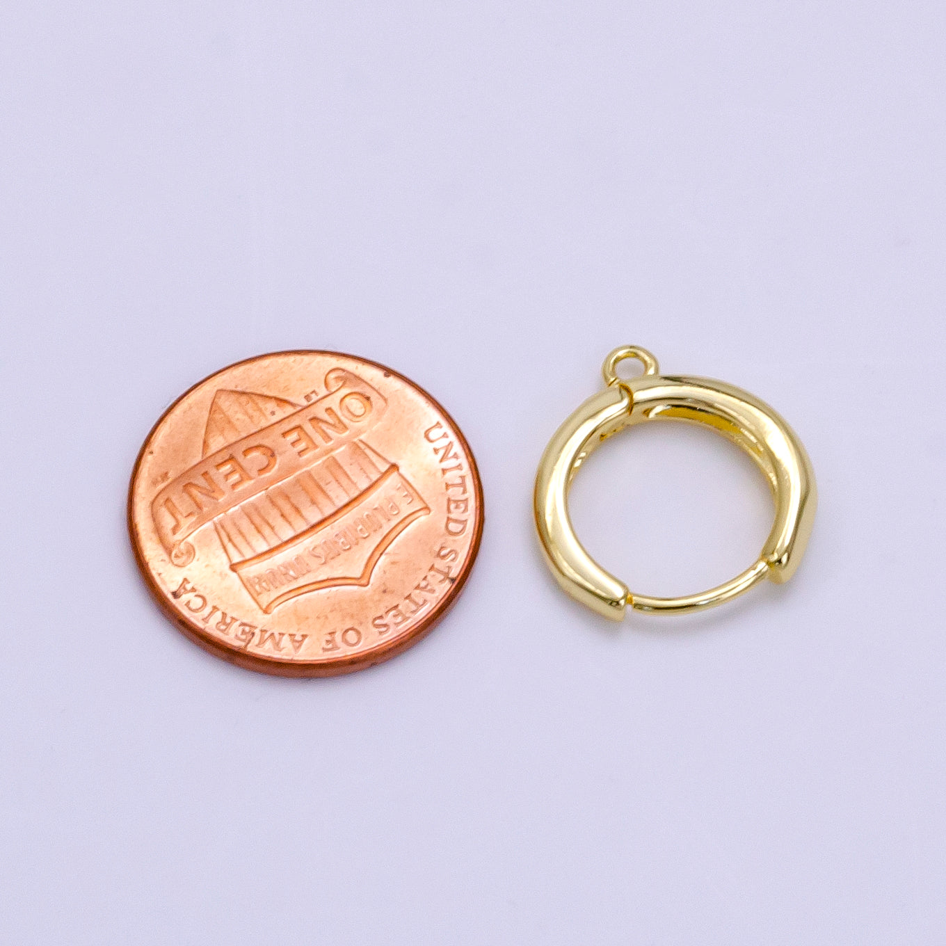 14K Gold plated 15mm Huggie Hoop Earrings Findings | Z663 - DLUXCA