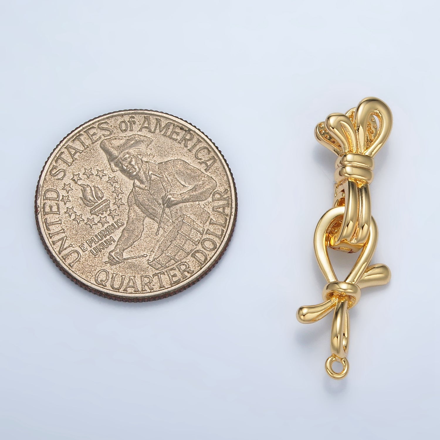 24K Gold plated Ribbon Bow Snap Latch Closure Findings Set | Z861