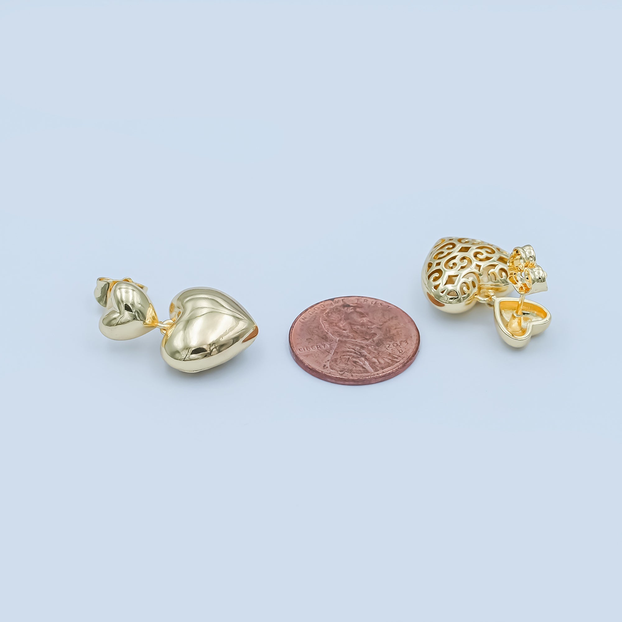 24K Gold plated Chubby Heart Minimalist Stud Earrings | AD1226