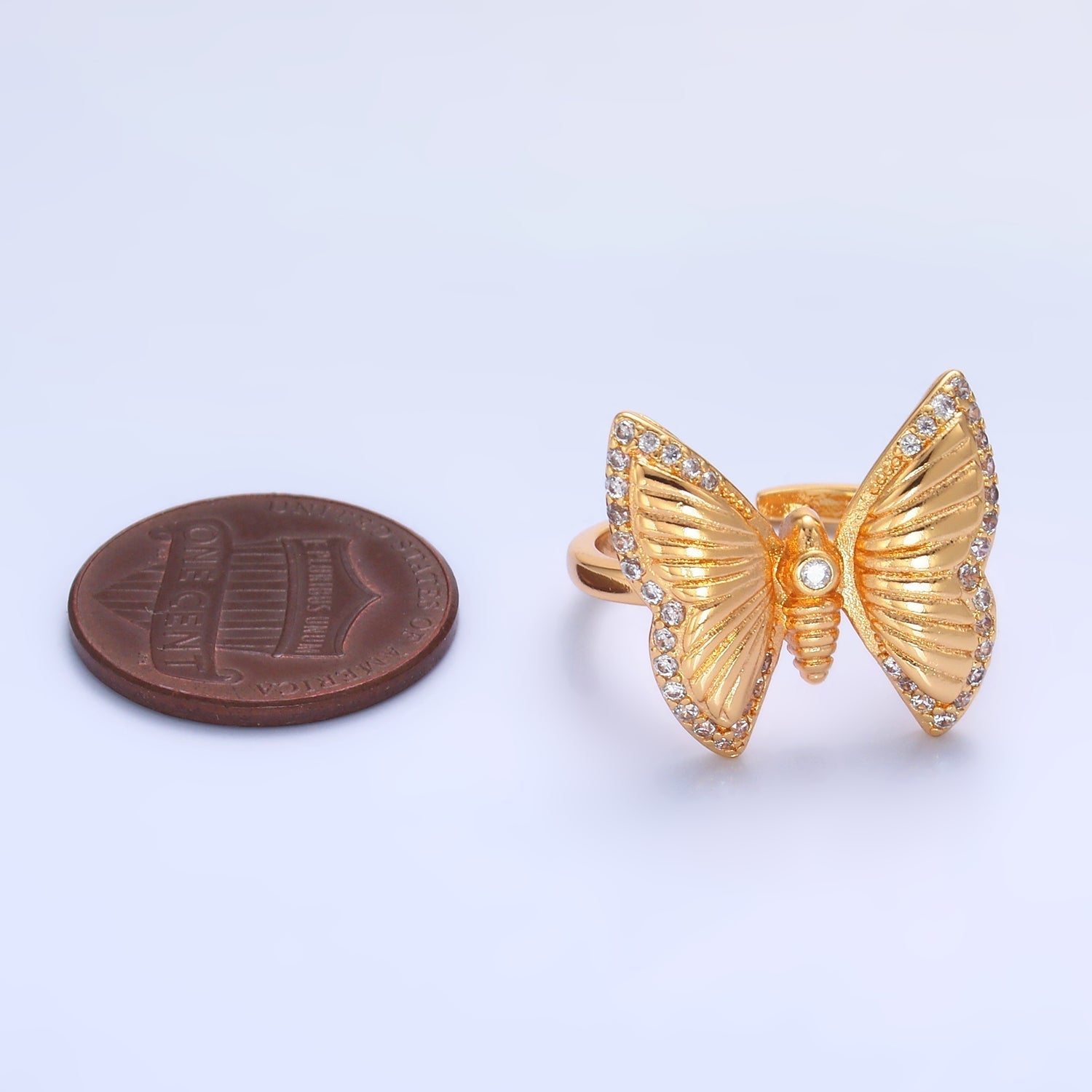 16K Gold plated CZ Butterfly Adjustable Ring | O302 & O303