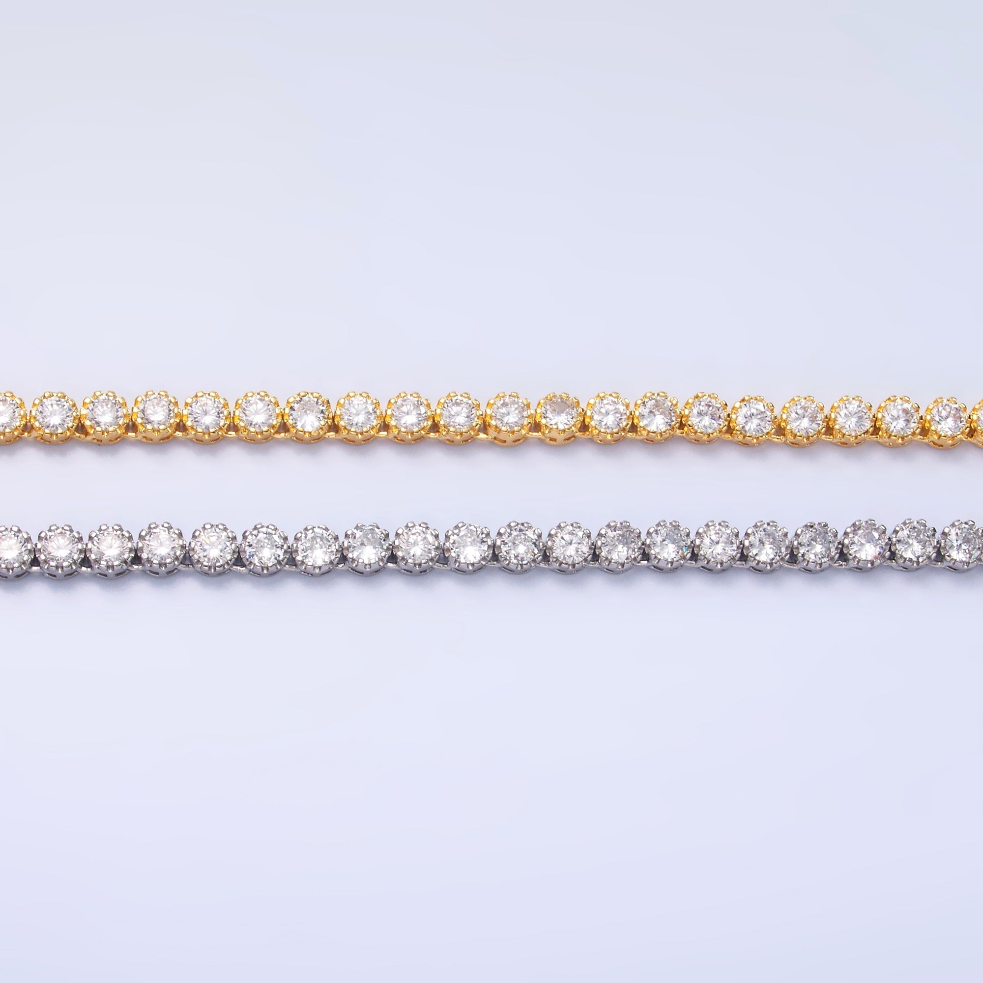 24K Gold plated Round CZ Encapsulate Tennis Chain 16 Inch Necklace in Gold & Silver | WA-3025 WA-3026