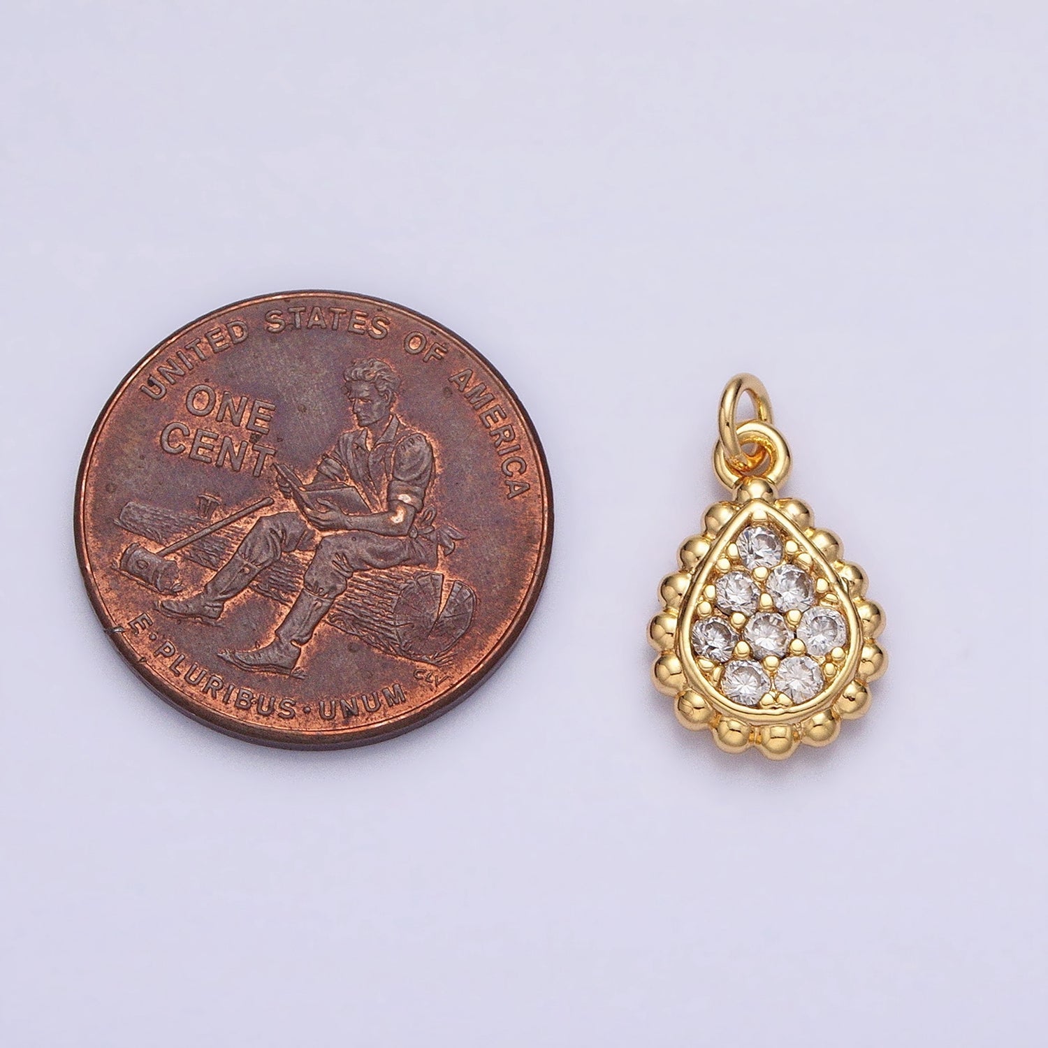 Gold, Silver Beaded Clear Micro Paved Teardrop Add-On Charm | AC615 AC616