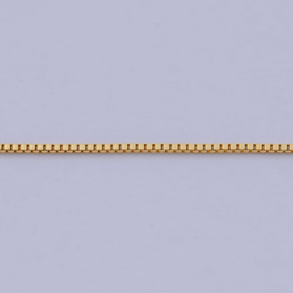 15.5" Box Chain Necklace, Dainty 24K Gold Plated 0.7mm Layering Finished Chain WA-503 - DLUXCA